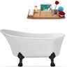 Streamline 63 in. Acrylic Clawfoot Non-Whirlpool Bathtub in Glossy White with Glossy White Drain and Matte Black Clawfeet