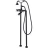 Eisen Home SevenFalls Telephone 3-Handle Claw Foot Tub Faucet with Handheld Shower in Matte Black