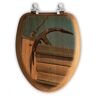 Anchors Away Elongated Closed Front Toilet Seat in Oak Brown
