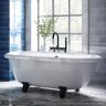 PELHAM & WHITE W-I-D-E Series Dalton 60 in. Acrylic Clawfoot Bathtub in White, Cannonball Feet, Drain in Matte Black