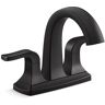 KOHLER Rubicon 4 in. Centerset Double Handle High Arc Bathroom Faucet in Matte Black