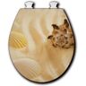 Shells in the Sand Round Closed Front Toilet Seat in White