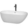 Wyndham Collection Melissa 60 in. Acrylic Flatbottom Bathtub in White with Polished Chrome Trim and Matte Black Faucet