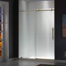 WOODBRIDGE Suffield 44 in. to 48 in. x 76 in. Frameless Sliding Shower Door with Shatter Retention Glass in Brass Gold