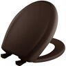 BEMIS Soft Close Round Plastic Closed Front Toilet Seat in Espresso Brown Removes for Easy Cleaning and Never Loosens