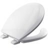 BEMIS Adjustable Never Loosens Round Enameled Wood Open Front Toilet Seat in White