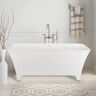 UPIKER Luxurious 59 in. x 28 in. White Acrylic Double Slipper Soaking Bathtub with Center Drain in Stainless Steel