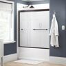 Delta Traditional 59-3/8 x 58-1/8 in. Semi-Frameless Sliding Bathtub Door in Bronze with 1/4 in. Tempered Tranquility Glass