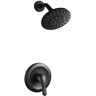 GIVING TREE 5-Spray Patterns with 1.5 GPM 6.1 in. Wall Mount Round Fixed Shower Head with Massage Adjustable Flow in Matte Black