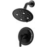 Miscool Linda 5-Spray Patterns 6 in. Wall Mount Rain Fixed Shower Head in Matte Black