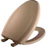 BEMIS Soft Close Elongated Plastic Closed Front Toilet Seat in Mexican Sand Removes for Easy Cleaning and Never Loosens