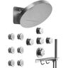 GRANDJOY Module Switch 15-Spray 12.6 in. Dual Wall Mount Fixed and Handheld Shower Head 2.5 GPM in Brushed Nickel Include