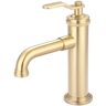 Water Creation Single Hole Single Handle Streamlined Cylindrical Bathroom Faucet with Pop-Up Drain in Satin Gold PVD