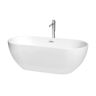 Wyndham Collection Brooklyn 67 in. Acrylic Flatbottom Bathtub in White with Polished Chrome Trim and Floor Mounted Faucet