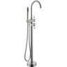 Lukvuzo 2-Handle Freestanding Tub Faucet with Handheld Shower and Mixer Taps Swivel Spout in Brushed Nickel