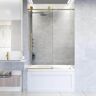 VIGO Elan Hart 56 to 60 in. W x 66 in. H Sliding Frameless Tub Door in Matte Brushed Gold with 3/8 in. (10mm) Clear Glass
