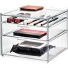 IDESIGN RPET 3-Drawer Cosmetic Org Tall Clear/Matte White Trim