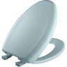 BEMIS Soft Close Elongated Plastic Closed Front Toilet Seat in Heron Blue Removes for Easy Cleaning and Never Loosens