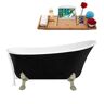 Streamline 59 in. Acrylic Clawfoot Non-Whirlpool Bathtub in Glossy Black With Glossy White Drain And Brushed Nickel Clawfeet