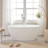 Vanity Art Calais 55 in. L x 32 in. W Acrylic Flatbottom Freestanding Bathtub with Center Drain in White/Integrated Overflow