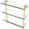 Allied 16 in. Triple Tiered Glass Shelf with Integrated Towel Bar in Unlacquered Brass