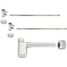 Westbrass 1-1/4 in. x 1-1/4 in. Brass Oval Bottle Trap Lavatory Supply Kit in Polished Nickel