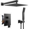 FORIOUS 10 in. 2-Jet High Pressure Shower System with Handheld in Black (Valve Included)