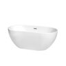 Wyndham Collection Brooklyn 60 in. Acrylic Flatbottom Bathtub in White with Brushed Nickel Trim