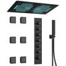 GRANDJOY AuroraMist LED Shower System Kit 6-Spray Ceiling Mount 28 in. Fixed and Handheld Shower Head 2.5 GPM in Matte Black