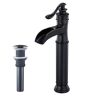 Single Handle Single Hole Waterfall Bathroom Vessel Sink Faucet with Pop-Up Drain Assembly Included in Oil Rubbed Bronze