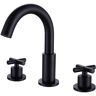 Tomfaucet 8 in. W spread Deck Mount 2-Handle Bathroom Faucet in Matte Black