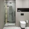 FINE FIXTURES 42 in. W x 74.25 in. H Hinged Frameless Shower Door in Black Finish with Tempered Glass