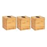 Alpine Square Cube Wood Tissue Box Cover Holder in Bamboo (3-Pack)