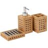 Mind Reader Lattice Collection, 3-Piece Soap Dish, Soap Dispenser, and Toothbrush Holder Set, Bathroom Accessory Set, Brown