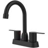 GIVING TREE 4 in. Centerset Double-Handle High Arc Bathroom Sink Faucet in Matte Black