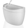 Empava Japanese Style 59 in. Acrylic Flatbottom Deep Soaking Freestanding Air Bath Bathtub in White with Tub Filler