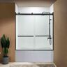 WOODBRIDGE Garfield 60 in. x 62 in. Double Sliding Frameless Shower Door with Shatter Retention Glass in Matte Black Finish