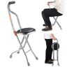 Adrinfly 2-in-1 Foldable Crutch Holder, Folding Cane Seat and Mobility Support, Quadripod Legs with Anti-Slide in Stainless Steel