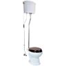 RENOVATORS SUPPLY MANUFACTURING High Tank Pull Chain Toilet 2-Piece 1.6 GPF Single Flush Round Bowl in White with Chrome Rear Entry Pipes