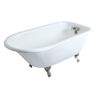 Aqua Eden Petite 54 in. Cast Iron Brushed Nickel Roll Top Clawfoot Bathtub with 3-3/8 in. Centers in White