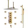 Mondawe Atmore Multiple 15-Spray Patterns Dual 16 in. Ceiling Mount Rainfall Shower Heads 2.5 GPM with 6-Jet, Valve in Champagne