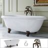 PELHAM & WHITE W-I-D-E Series Dalton 60 in. Acrylic Clawfoot Bathtub in White, Cannonball Feet, Floor-Mount Faucet in Oil Rubbed Bronze