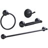 Dracelo 4-Piece Bath Hardware Set with Towel Ring Toilet Paper Holder Towel Hook and 18 or 24 in. Towel Bar in Matte Black