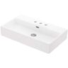 WS Bath Collections Quattro 70 Wall Mount/Vessel Bathroom Sink in Matte White with 3 Faucet Holes