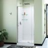 DreamLine Flex 36 in. D x 36 in. W x 78 3/4 in. H Pivot Shower Door Base and White Wall Kit in Chrome