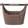 Free Standing Magazine and Toilet Paper Holder Basket with Wooden Rod in Natural