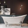AKDY 60 in. Fiberglass White Acrylic Clawfoot Tub for Bathtub with Tub Filler Combo - Modern Clawfoot Stand Alone Tub