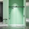 Magic Home 72 in. x 76 in. Sliding Frameless Soft Close Shower Door in Matte Black with 3/8 in. Clear Glass