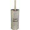 Amazing Rugs Ambrose Exquisite Silver 2-Piece Glass Toilet Brush Holder with Brush in Gift Box