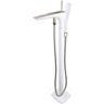 Transolid Blythe Single-Handle Freestanding Floor Mount Tub Faucet with Handshower in White/Brushed Nickel